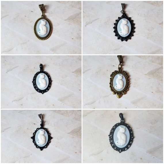 Cat cameo pendant, cat cameo necklace, white and blue cameo, kitty cameo necklace, blue kitty necklace, cat jewelry, Wedgewood blue cameo