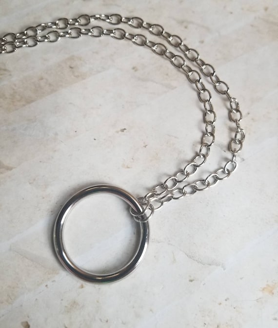 BDSM day collar, discreet day collar, symbolic jewelry, BDSM collar, submissive collar, silver metal, O ring necklace, O ring day collar