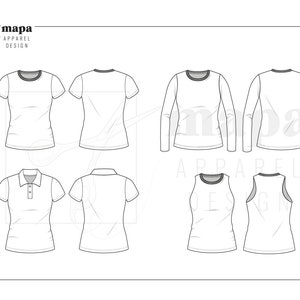 Vector Short Sleeved Tshirt With Striped Pattern Fashion Cad Woman Round  Neck Tshirt Technical Drawing Sketch Template Flat Mockup Jersey Or Woven  Fabric Top With Frontback View White Color Stock Illustration 