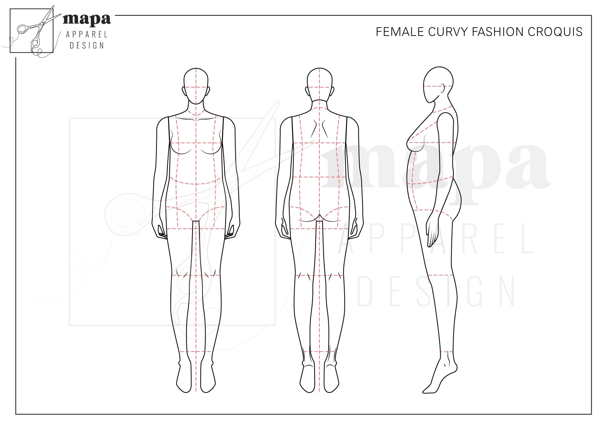 Female Curvy Fashion Croquis Template | Etsy