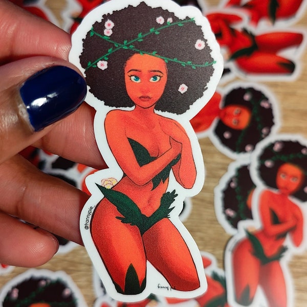 flower afro vinyl sticker, black girl art, waterproof sticker, cute sticker vinyl decal for water bottles, laptops, mirrors, journal, etc!