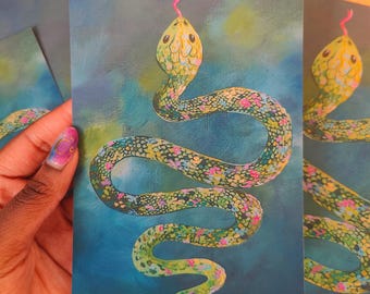 snakey snake art print, snake painting, witchy home decor, spooky artwork, witch artwork, witch aesthetic art print decor, cute art prints
