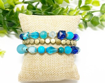 Blue and Gold Bracelet Stack