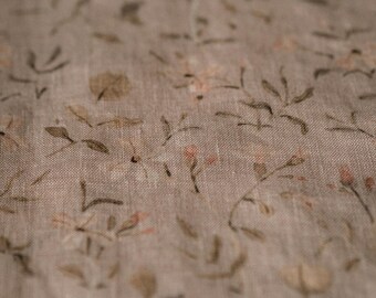 Cuckoo Flowers Floral Linen Fabric by the Yard – Exclusive Watercolor Pattern with Flowers for Sewing Vintage-inspired Clothing & Crafts