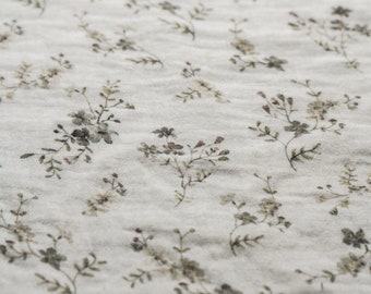 Morning Mist Double Gauze Cotton Muslin by the Yard – Exclusive Watercolor Pattern with Flowers for Vintage-inspired Sewing Projects