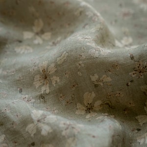Jasmine Floral Linen Fabric by the Yard – Exclusive Watercolor Pattern with Flowers for Sewing Vintage-inspired Clothing & Crafts