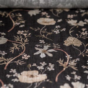 Tatra Flowers Floral Linen Fabric by the Yard – Exclusive Watercolor Pattern with Flowers for Sewing Vintage-inspired Clothing & Crafts