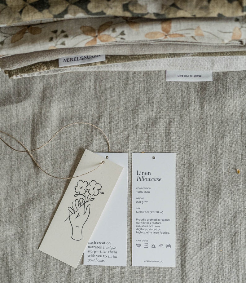 Wood-Sorrel, federa in lino decorativa fatta a mano, fodera per cuscino per divano con stampa floreale, cuscino per il tiro, tessuto naturale stampato con fiori immagine 7