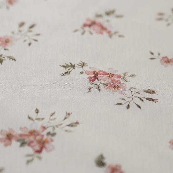 Rose Dream Cotton Fabric by the Yard – Exclusive Watercolor Pattern with Flowers for Sewing Vintage-inspired Clothing & Crafts