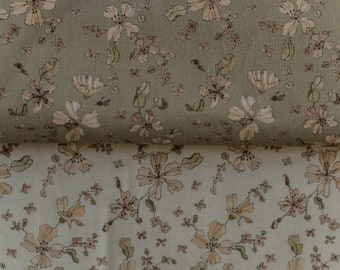 Jasmine Cotton Fabric by the Yard – Exclusive Watercolor Pattern with Flowers for Sewing Vintage-inspired Clothing & Crafts