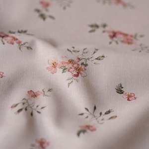 Rose Dream Cotton Fabric by the Yard – Exclusive Watercolor Pattern with Flowers for Sewing Vintage-inspired Clothing & Crafts