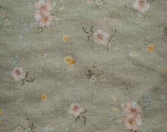 SCRAP: Romantic Garden Softened Linen Fabric for Sewing Clothes, Printed Fabric with Unique Floral Pattern, Watercolour Vintage Flowers