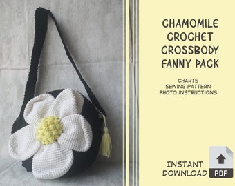 DIY Crochet Crossbody Fanny Pack PDF pattern. Handmade summer bag,Cute kids fanny pack