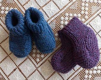 Two pairs of booties in lovely eight ply wool.