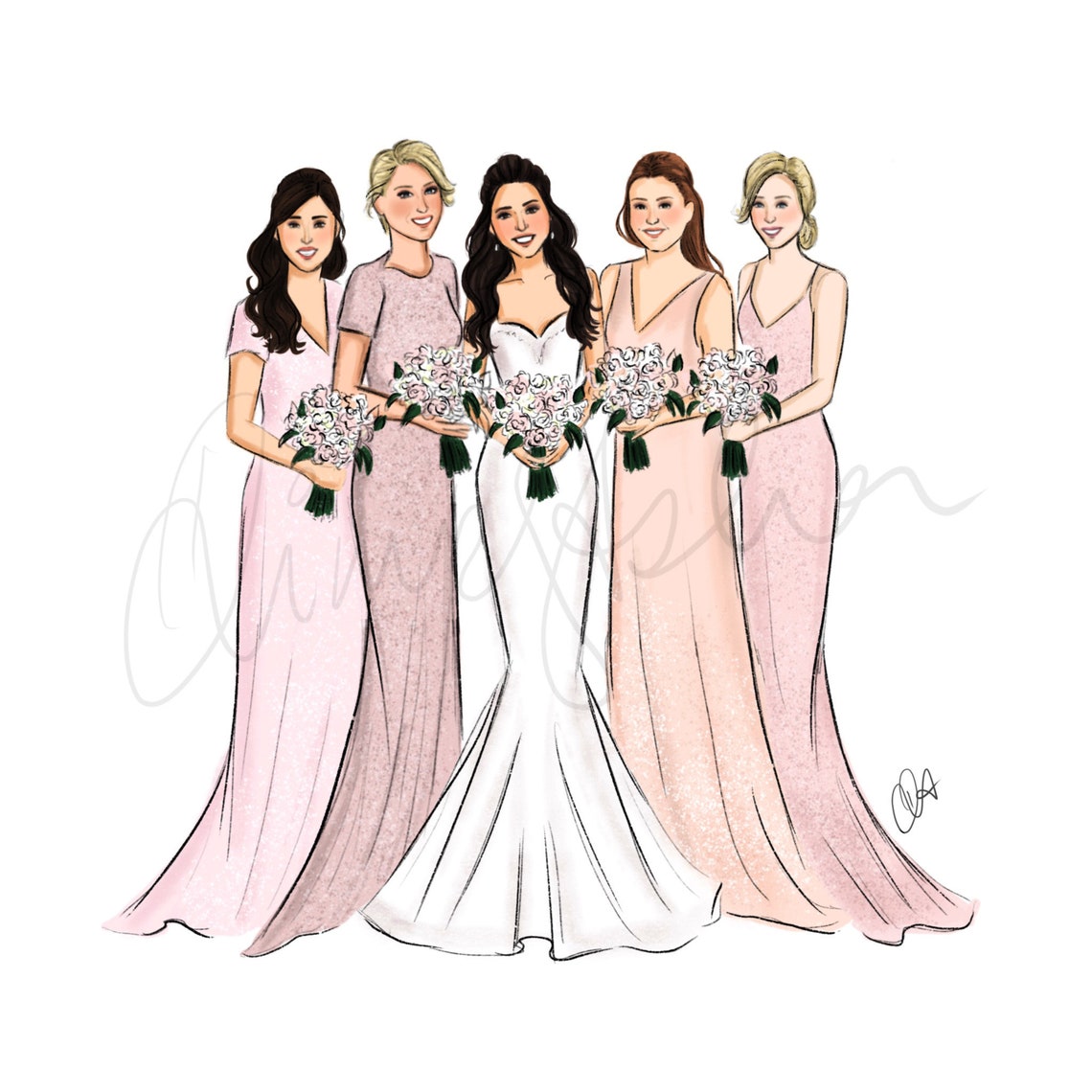 Custom Illustration Bridesmaid Illustration Bridesmaid Etsy