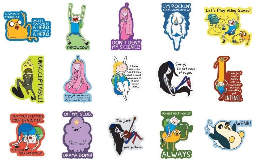 Adventure Time New Stickers Complete Set of 15 Large Stickers Etsy
