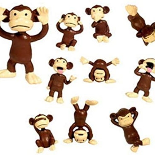 Monkeys 24 Figures Tiny Plastic Small Little Brown Funny Etsy