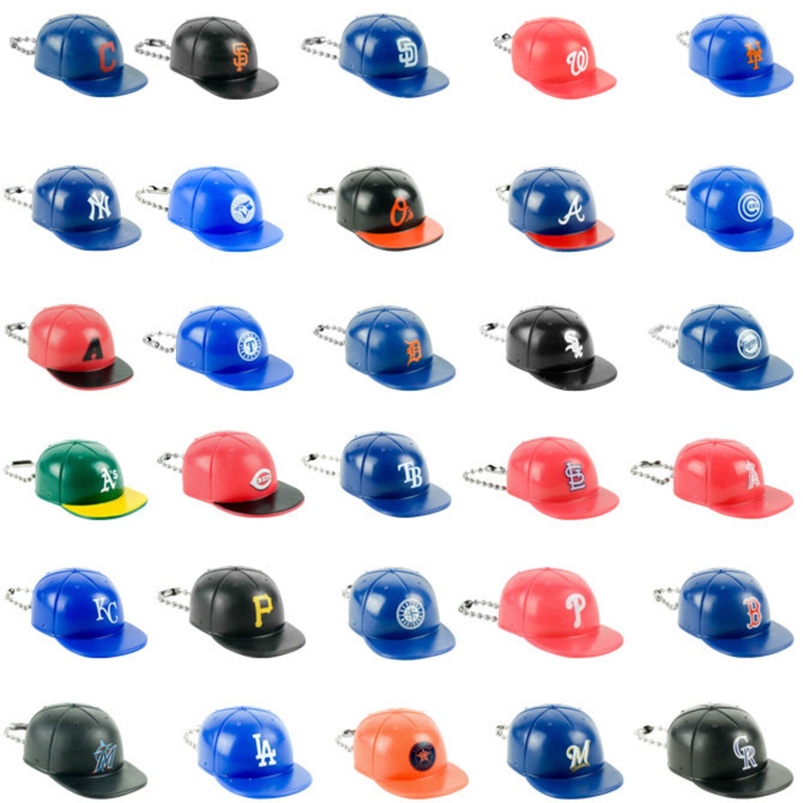 MLB Mini Baseball Caps / hats / Charms / key chains Set of 30 Etsy