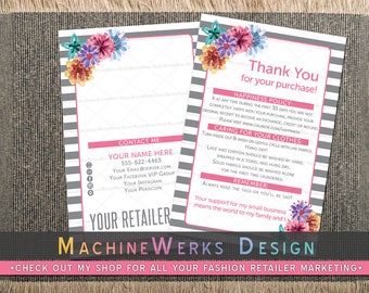 Independent Fashion Retailer Thank You Cards • Care Cards • Home Office Approved Fonts and Colors • Marketing Materials • MachineWerks