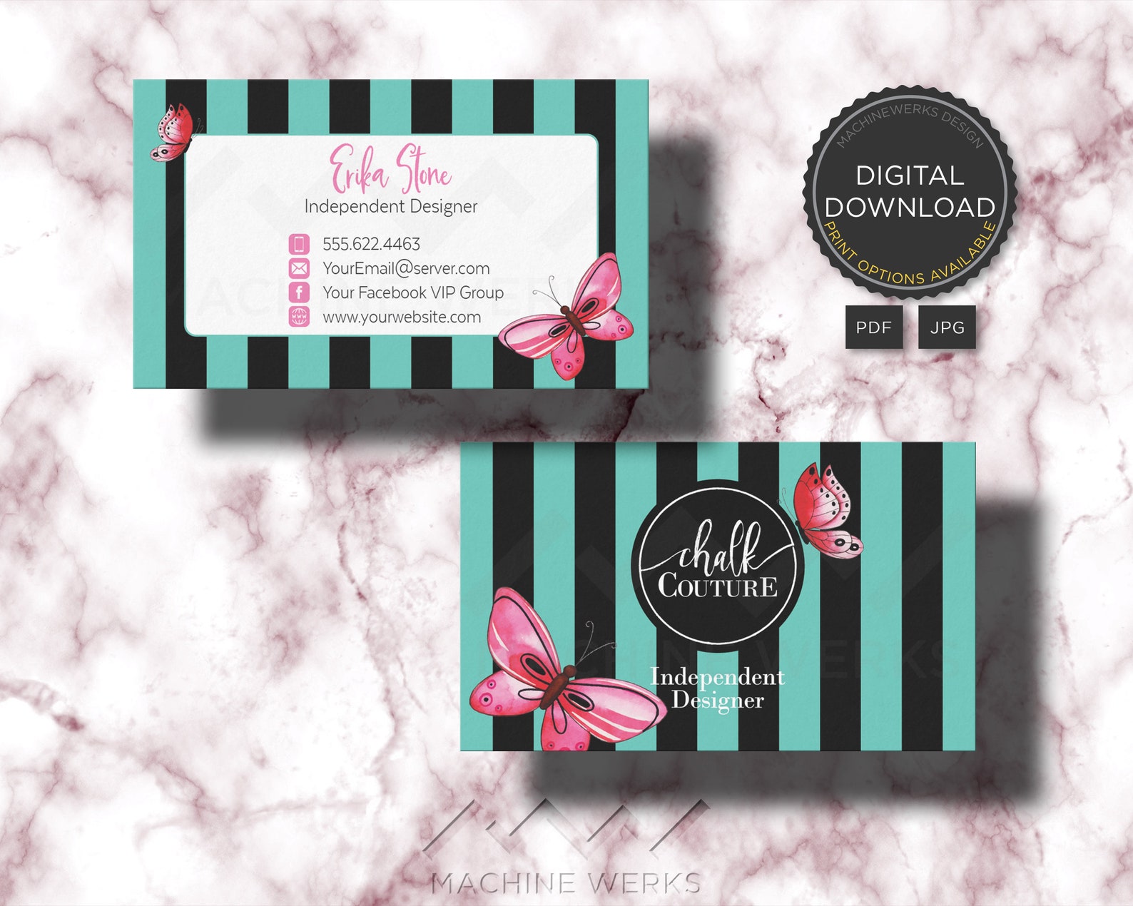 Chalk Couture Business Cards Independent Designer Marketing Etsy