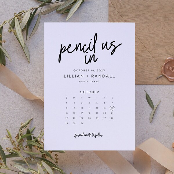 Pencil Us In Save the Date, Minimalist, Canva Template Téléchargement numérique unilatéral Entièrement modifiable dans Canva TÉLÉCHARGEMENT INSTANTANÉ