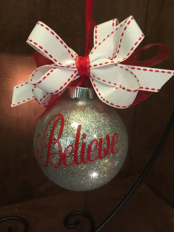 Glitter Ornament-Glitter Christmas Ball-Believe | Etsy