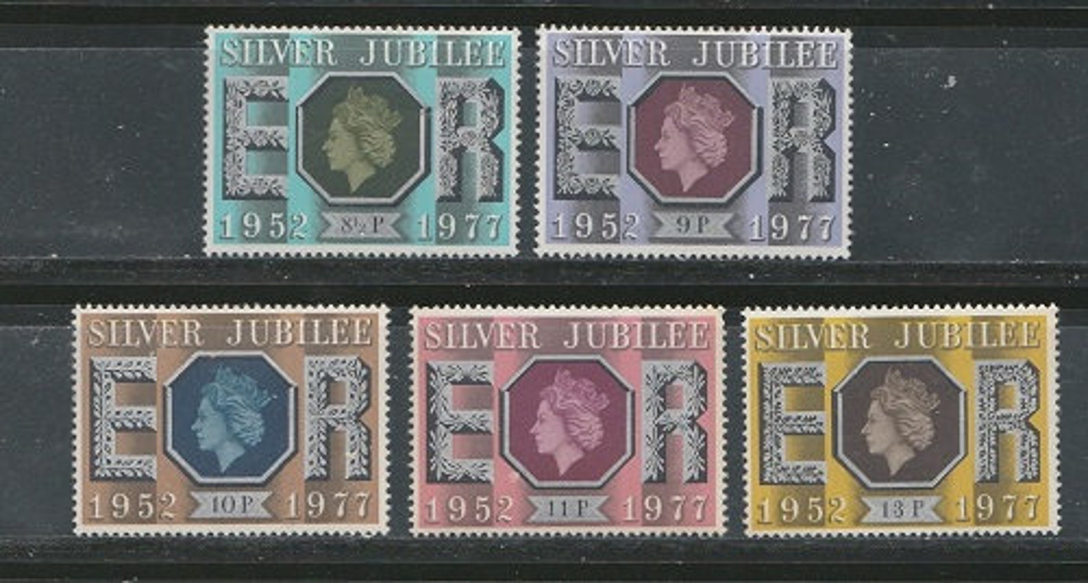 1977 GB Stamps QEII Silver Jubilee. Set of 5 mint stamps. Etsy