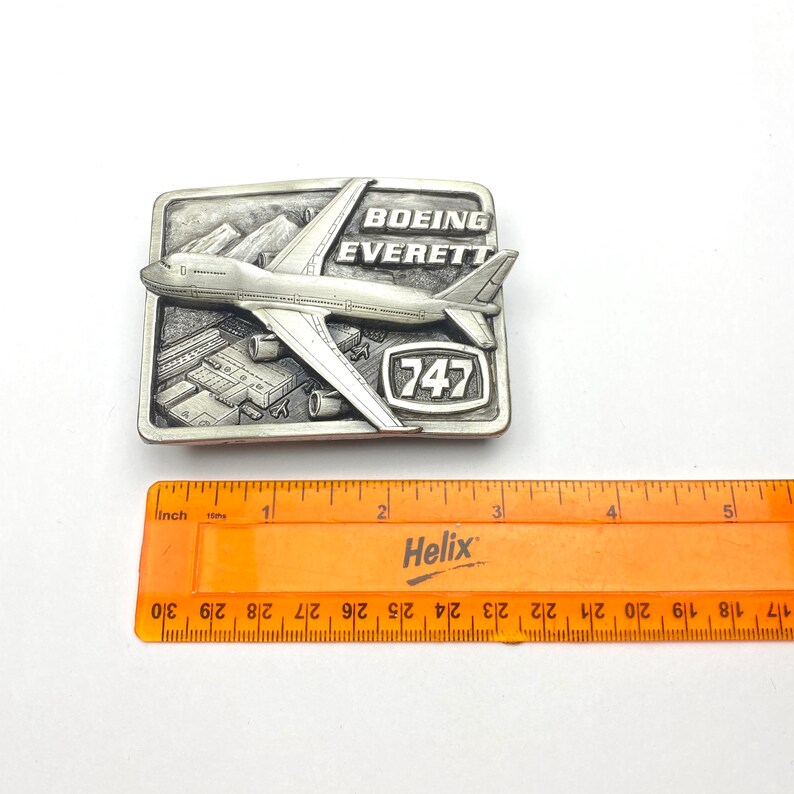 Mountains Bergamot Brass Works 3-D Plane Boeing Everett WA 747 Aircraft Commemorative Belt Buckle Vintage 1982 Siskiyou Buckle CO Factory