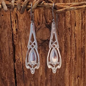 Long Drop Earrings made from Vintage Sterling Silverware