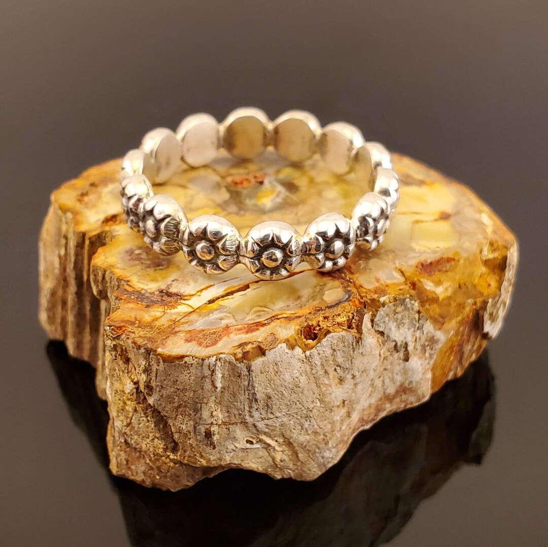Flower Stacking Ring Posey Stacker Sterling Silver Ring Band Thumb Ring ...