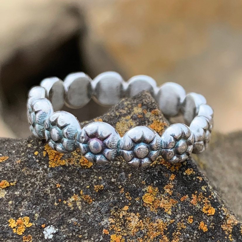 Flower Stacking Ring Posey Stacker Sterling Silver Ring Band Thumb Ring ...