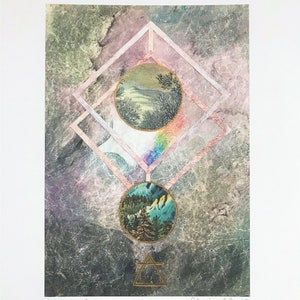 Impressão, impressão artística, belas artes, pintura, cartão oráculo, ar, elementos, geometria sagrada, arte etérea