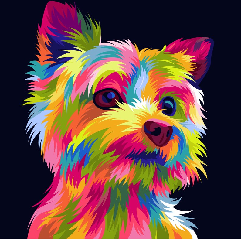 Furry Pet Portrait custom Digital Portrait Pop Art Pet Etsy