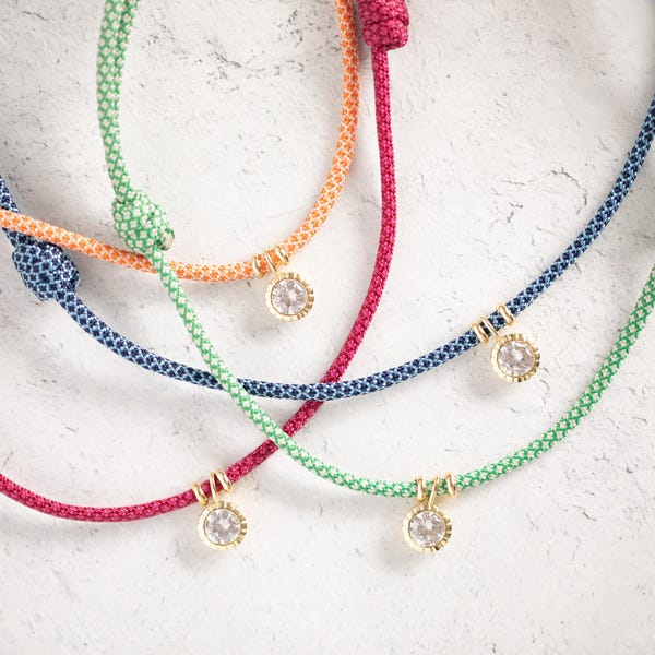 Everyday Cord Necklace - Adjustable Paracord Necklace with Gold Plated CZ Charm