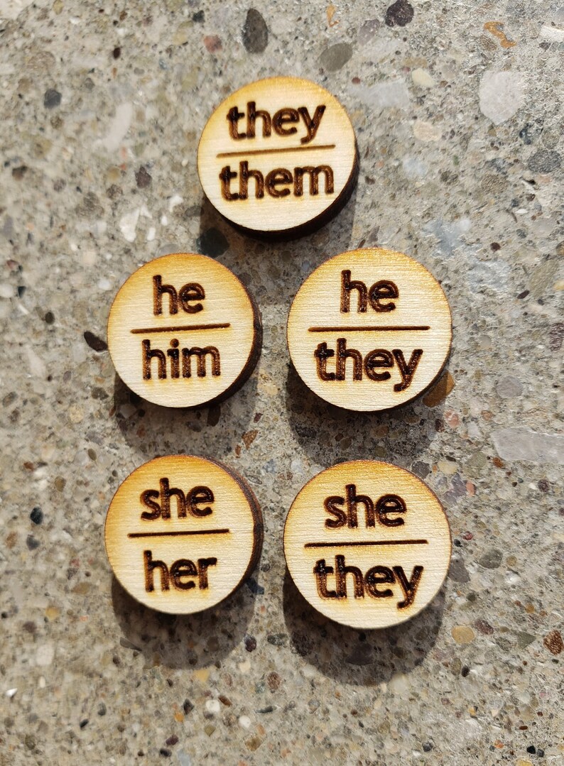 Mini Pronoun Pins Handmade They/them Ze/zir She/her - Etsy