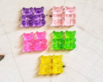 New colors! 6g - 00g Best Seller! Fun Neon Gummy Bear Plugs - 6g , 4g , 2g , 0g , 00g - Handmade plugs / tunnels / gauges