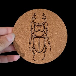 Set of Cork Coasters, Insect, Beetle, handmade, decor, spooky, halloween image 3