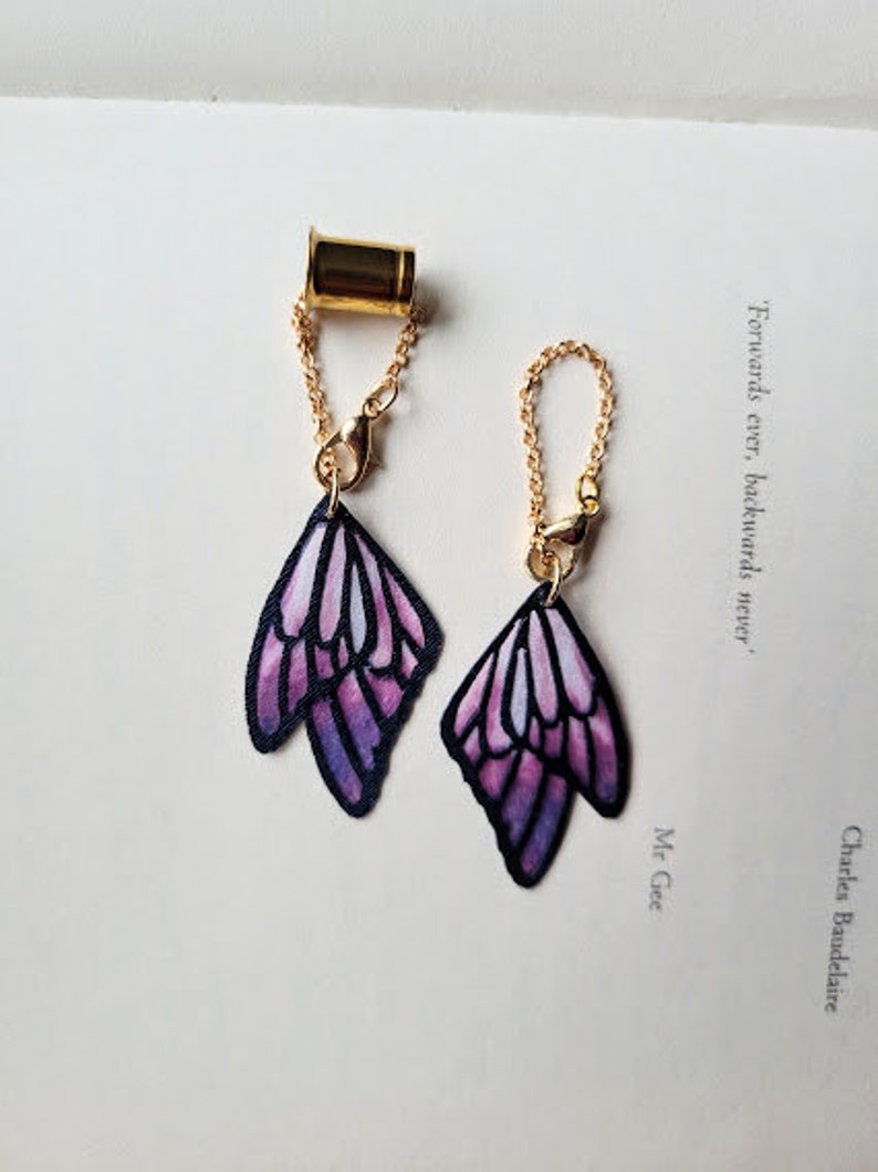 Butterfly Wing Dangles for Plugs / tunnels / gauges / boho / purple / 0g , 00g , 7/16 , 1/2 , 9/16 , 5/8 , 3/4 , 7/8 , 1 image 5