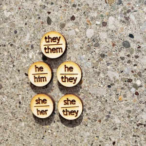Mini Pronoun Pins Handmade They/them , Ze/zir , She/her , She/they , He ...