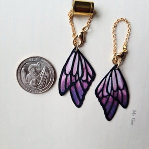 Butterfly Wing Dangles for Plugs / tunnels / gauges / boho / purple / 0g , 00g , 7/16 , 1/2 , 9/16 , 5/8 , 3/4 , 7/8 , 1 image 4