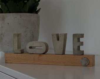 Concrete letters LOVE