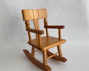 Vintage Strombecker Dollhouse Rocking Chair: Wooden Miniature Furniture