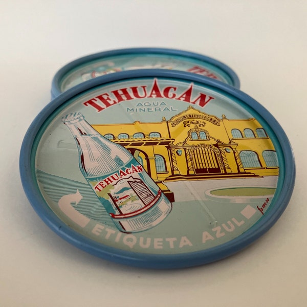 Vintage Tin Coasters Mineral Water Mexico