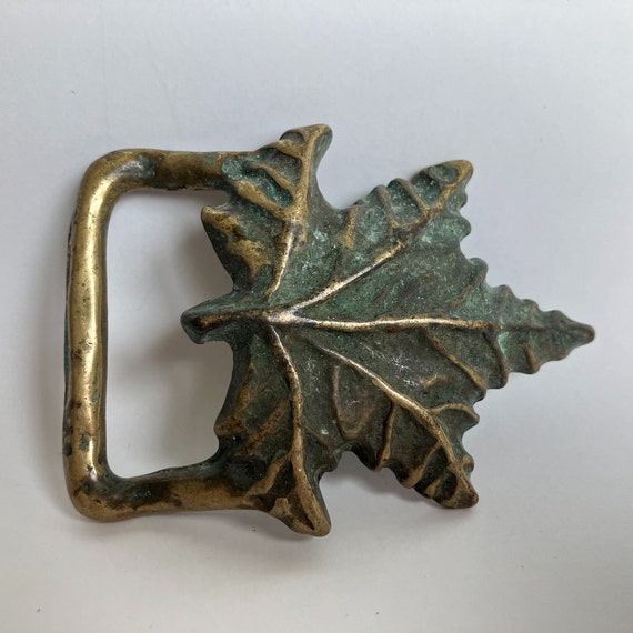 Solid Brass Maple Leaf Belt Buckle