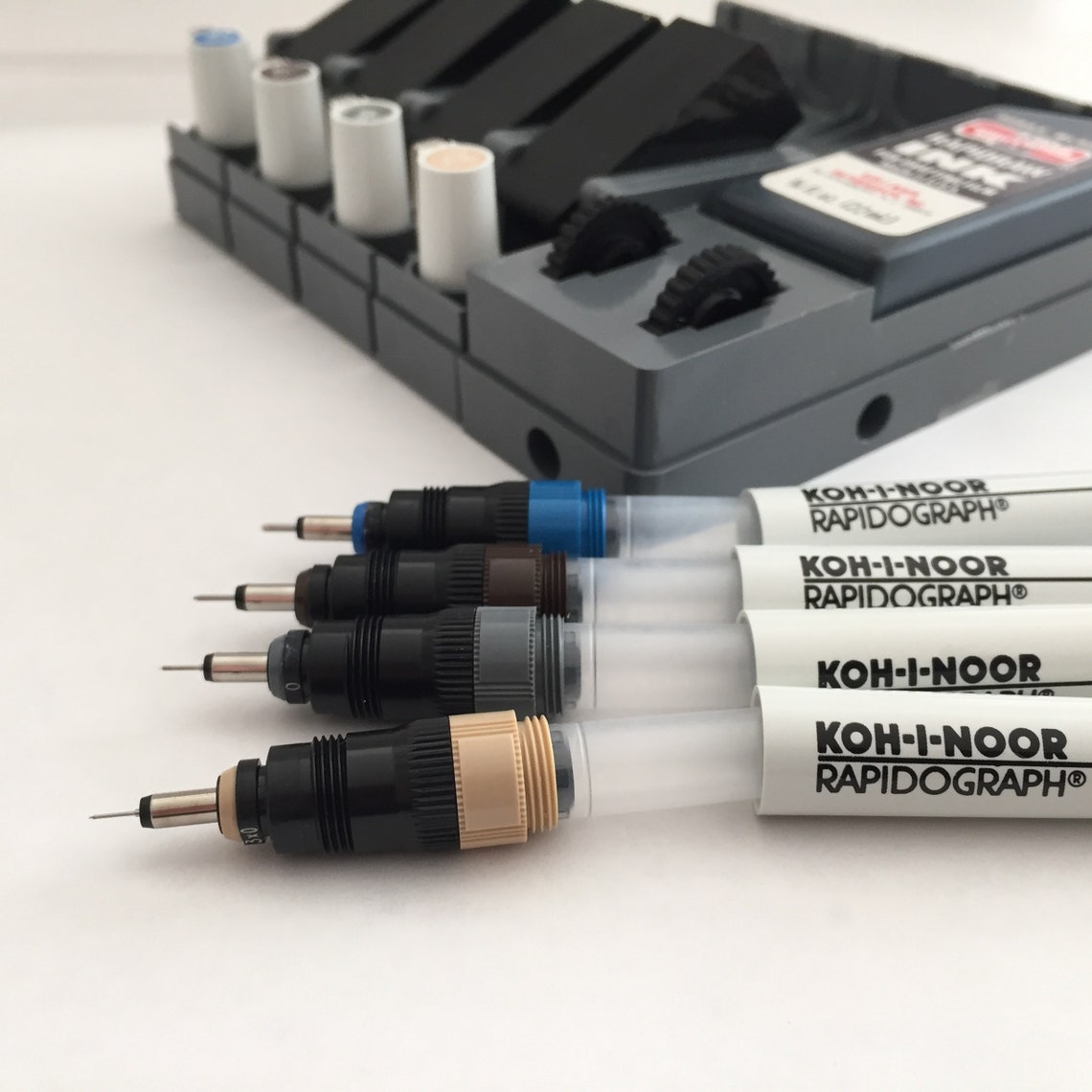 Rapidograph pens Kohinoor vintage drafting pens black ink Etsy