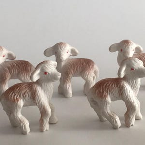 Mini Plastic Lamb Turned Head Figurine - Vintage
