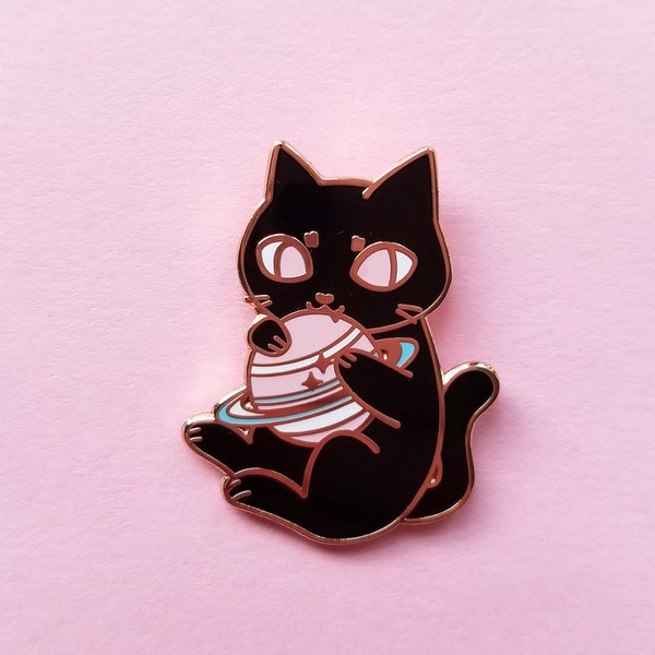 Cosmic Cat Hard Enamel Pin // Space Cat Lapel Pin // Pastel Cat Pin Badge