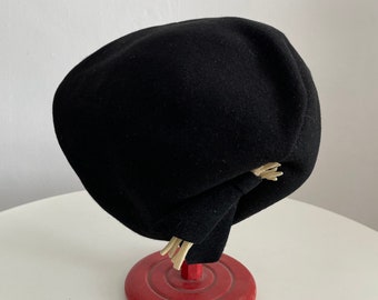1940s black hat | vintage 40s black felt hat