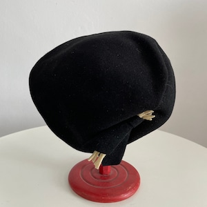 1940s black hat | vintage 40s black felt hat