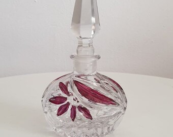 1950s crystal perfume bottle | vintage ruby crystal perfume bottle